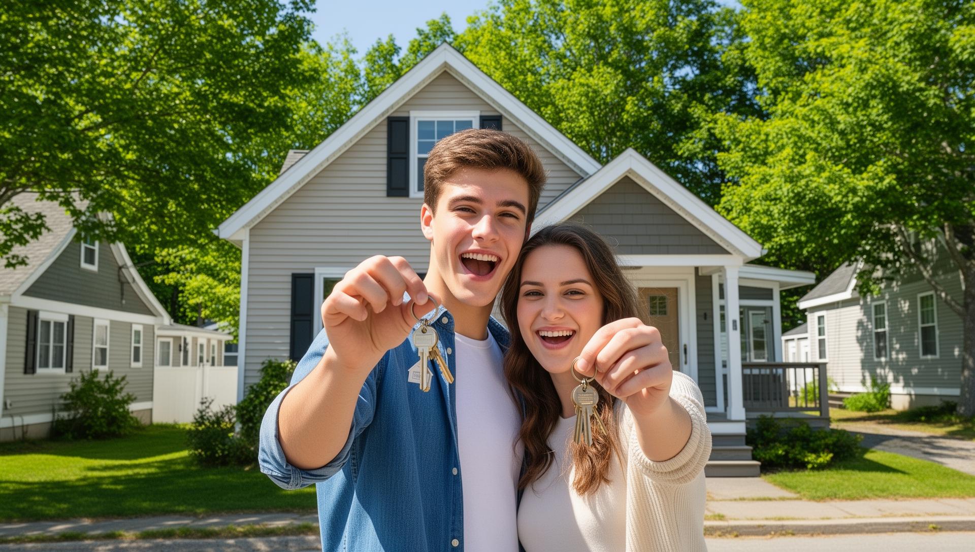 First-time buyers holding the keys to their home